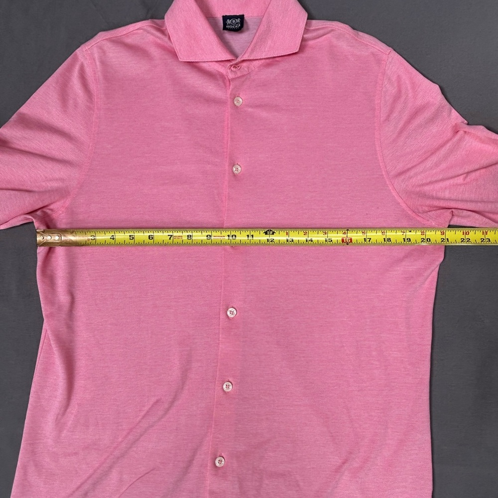 Boggi Milano Pink Filo di Scozia 100% Cotton Knit Button Front Polo Men’s Large - Picture 4 of 8